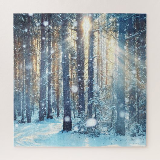 Snowy Forest Frosty Winter Szene Puzzle (Vertikal)