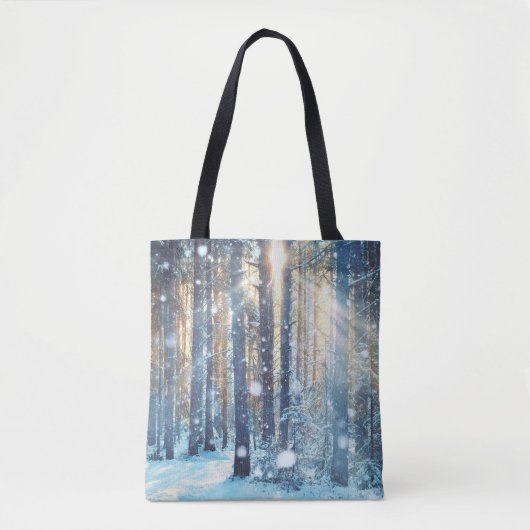 Snowy Forest Frosty Winter Szene Tasche (Vorderseite)
