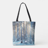 Snowy Forest Frosty Winter Szene Tasche (Rückseite)
