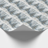 Snowy Forest Gift Wrap with Gold Lights Geschenkpapier (Ecke)