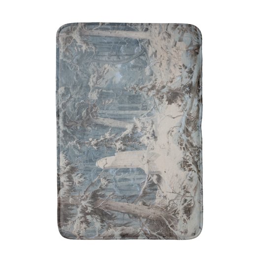 Snowy Forest im Winter (von Andreas Achenbach) Badematte (Vorderseite Vertikal)