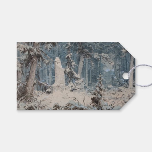 Snowy Forest im Winter (von Andreas Achenbach) Geschenkanhänger (Vorderseite (Horizontal))