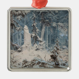 Snowy Forest im Winter (von Andreas Achenbach) Ornament Aus Metall