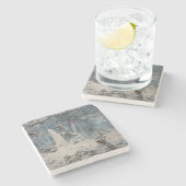 Snowy Forest im Winter (von Andreas Achenbach) Steinuntersetzer (Seitenansicht)