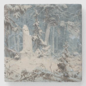 Snowy Forest im Winter (von Andreas Achenbach) Steinuntersetzer (Vorderseite)