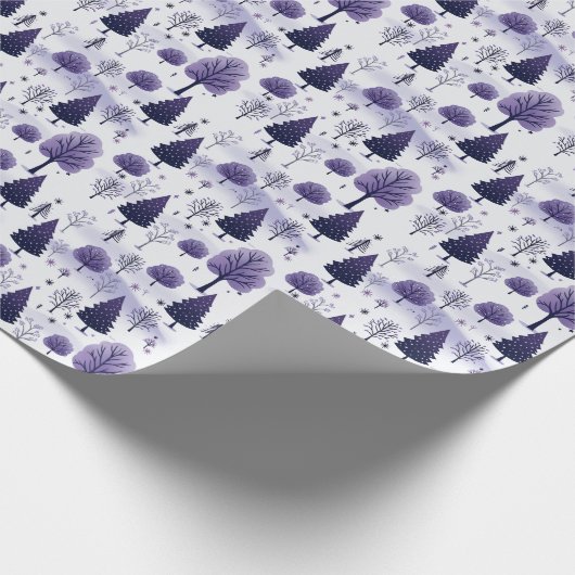 Snowy Forest Lila Weihnachtswrapping Paper Roll Geschenkpapier (Ecke)
