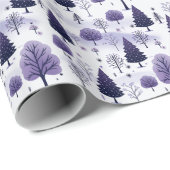 Snowy Forest Lila Weihnachtswrapping Paper Roll Geschenkpapier (Rolleneckpunkt)