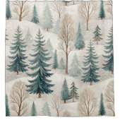 Snowy Forest Pattern – Peaceful Winter Landscape Duschvorhang (Vorderseite)