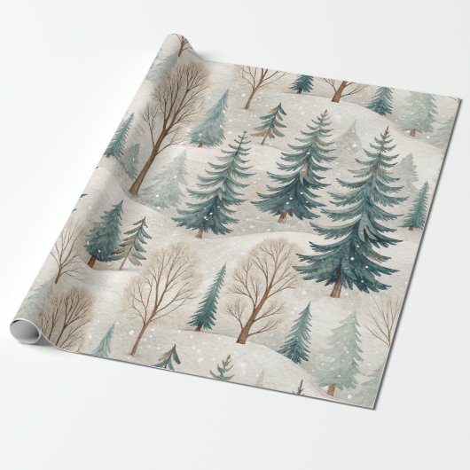 Snowy Forest Pattern – Peaceful Winter Landscape Geschenkpapier (Ungerollt)