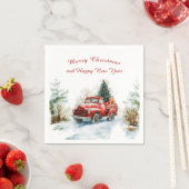 Snowy Forest Red Christmas Truck Serviette (Beispiel)