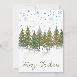 Snowy Forest Reindeer Einmalige Weihnachtskarte Feiertagskarte