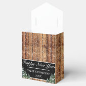 Snowy Forest Rural Happy New Year Logo Snowflake Geschenkschachtel (Geöffnet)
