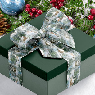 Snowy Forest Rustic Woodland Kabinen Weihnachten Satinband