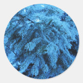 Snowy Forest Spruce Runder Aufkleber (Vorderseite)