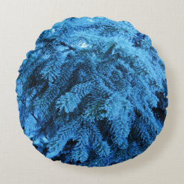 Snowy Forest Spruce Rundes Kissen