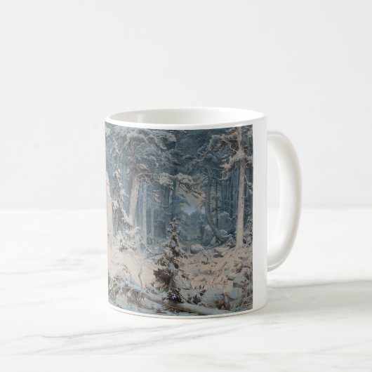 Snowy Forest (von Andreas Achenbach) Kaffeetasse (VorderseiteRechts)