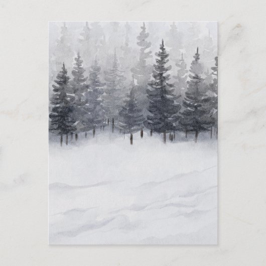 Snowy Forest Watercolor Postkarte (Vorderseite)