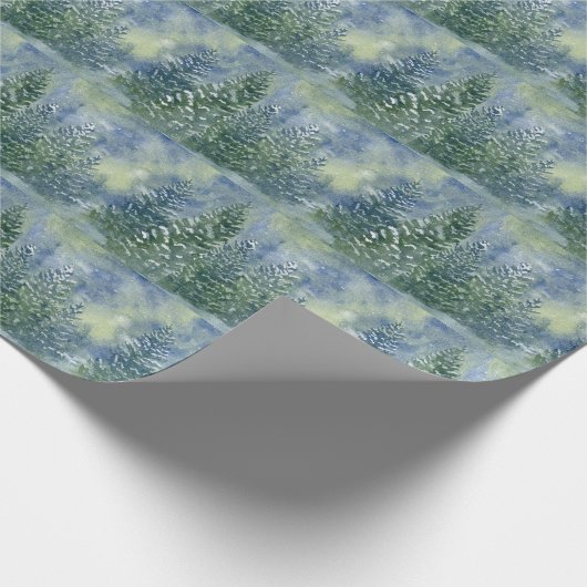 Snowy Forest Watercolor Scene Geschenkpapier (Ecke)