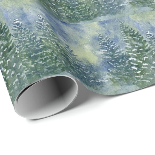 Snowy Forest Watercolor Scene Geschenkpapier (Rolleneckpunkt)