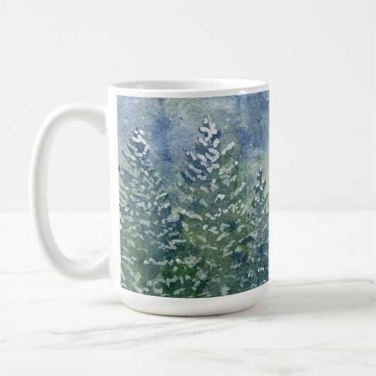 Snowy Forest Watercolor Scene Kaffeetasse (Links)
