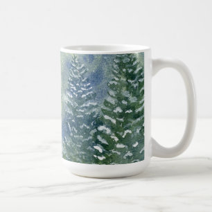 Snowy Forest Watercolor Scene Kaffeetasse