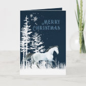 Snowy Forest Wild White Horse Frohe Weihnachten (Vorderseite)