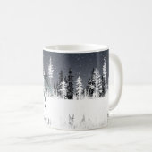 Snowy Forest Wild White Horse Night Sky Kaffeetasse (VorderseiteRechts)