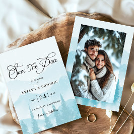 Snowy Forest Winter Wedding Foto Save The Date