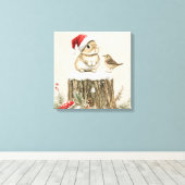 Snowy Forest Winter Woodland Christmas Bunny Bird Leinwanddruck (Insitu (Holzboden))