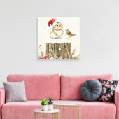 Snowy Forest Winter Woodland Christmas Bunny Bird Leinwanddruck (Insitu (Wohnzimmer))