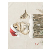 Snowy Forest Winter Woodland Christmas Bunny Bird  Tischdecke (Vorderseite)