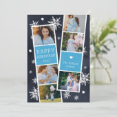 Snowy Fotobooth Hanukkah Foto Collage Feiertagskarte (Stehend Vorderseite)