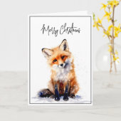 Snowy Fox Weihnachtskarte Aquarell Karte (Gelbe Blume)