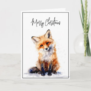 Snowy Fox Weihnachtskarte Aquarell Karte