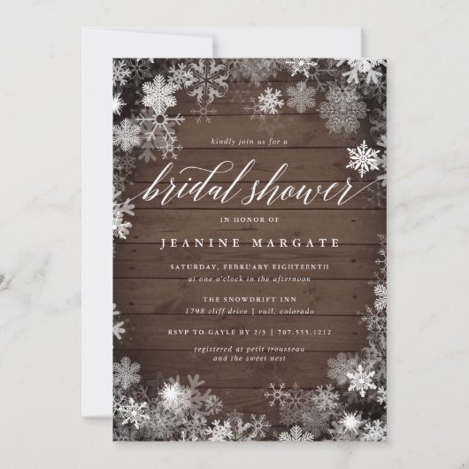 Snowy Frame | Rustikales Brautparty Einladung (Vorderseite)