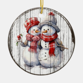 Snowy Friends - Weihnachts-Schneemann-Ornament Keramik Ornament