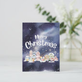 Snowy Frohe Weihnachten Postkarte (Stehend Vorderseite)