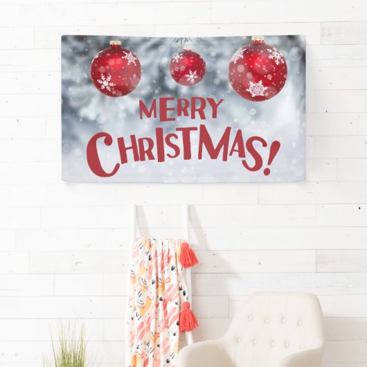 Snowy Frohe Weihnachten Snowflake Ornamente Banner (Insitu)