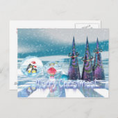 Snowy Frohe Weihnachtskarte Feiertagspostkarte (Vorne/Hinten)