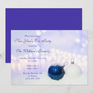 Snowy Funkelnd Baubles Silvester Party Einladung