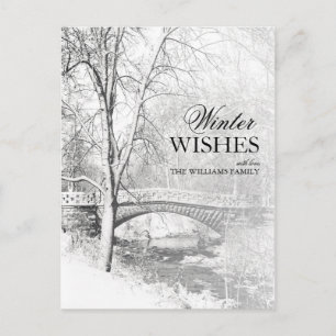 Snowy Garfield Park in Schwarz/Weiß Postkarte