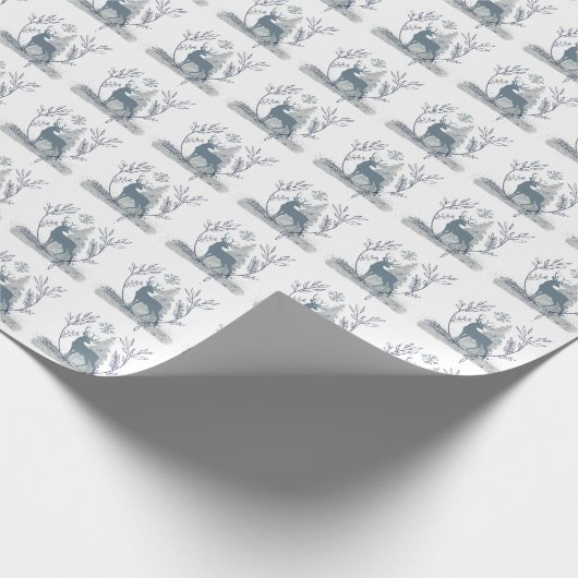 Snowy Glitzer Deer Winter Solstice Geschenk Geschenkpapier (Ecke)