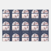 Snowy Globe Blue Merriest Weihnachts-Foto Geschenkpapier Set (Vorderseite)