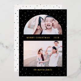 Snowy Globe Christmas Zwei Foto Black Folien Feiertagskarte