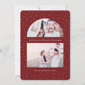 Snowy Globe Foto Rote Weihnachtskarte (Vorderseite)