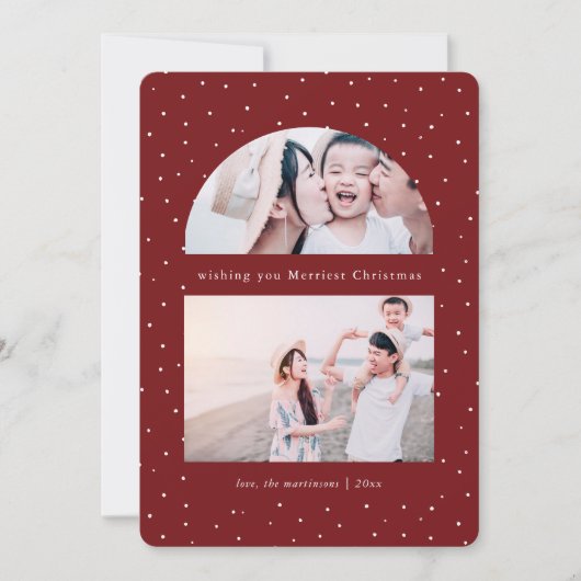 Snowy Globe Foto Rote Weihnachtskarte (Vorderseite)