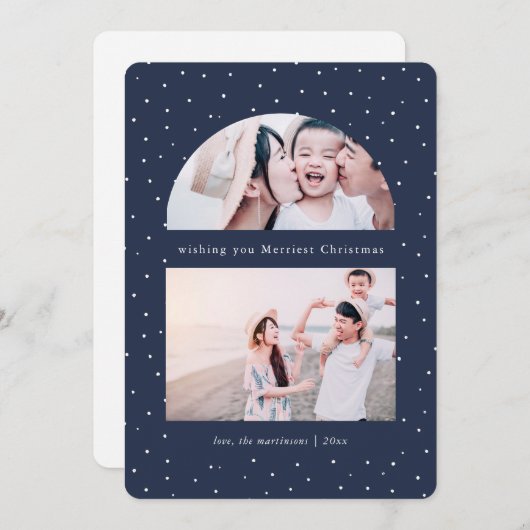 Snowy Globe Foto Weihnachtskarte (Vorne/Hinten)