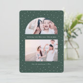 Snowy Globe Green Weihnachtsfotokarte (Stehend Vorderseite)