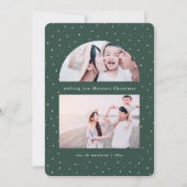Snowy Globe Green Weihnachtsfotokarte (Vorderseite)