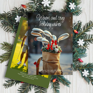 Snowy Golf Winter Season Wish ・ Family Foto Green Feiertagskarte
